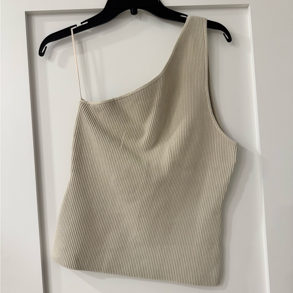 Babaton One-Shoulder Ribbed Tank Top - Cream